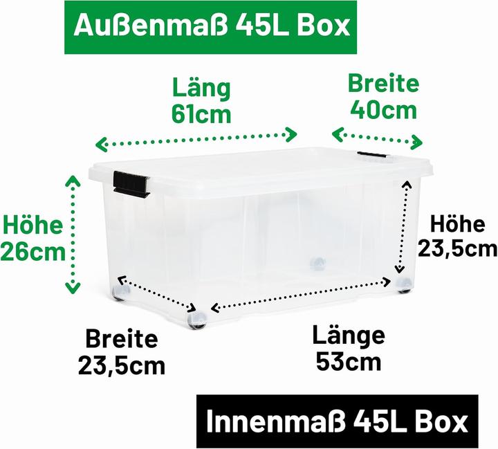 Produktbild Novaliv Aufbewahrungsbox mit Deckel Gross 45L transparente Nestbar stapelbare Plastikbox mit Clipvers (40 cm, 45 l, 1x)