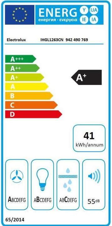 Label énergétique Electrolux IHGL1263CN (Hotte îlot)