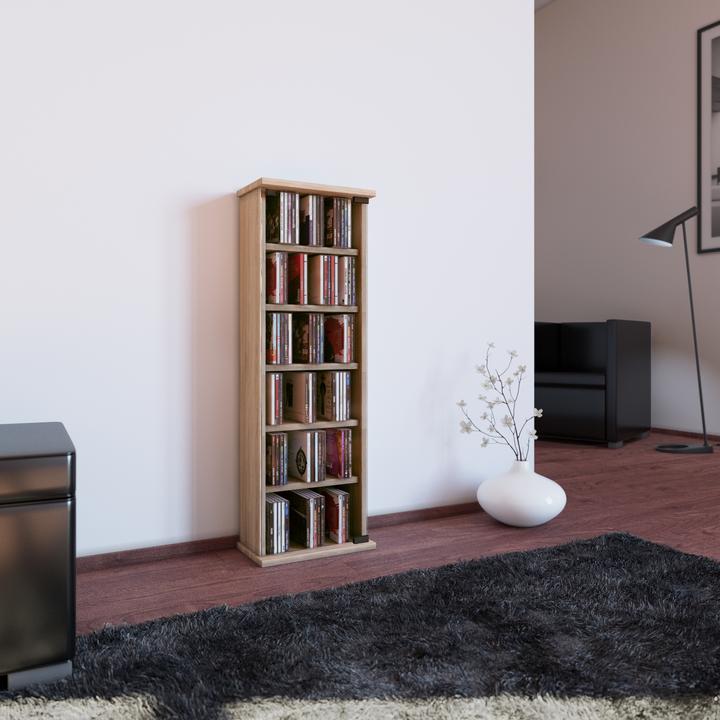 Produktbild VCM Holz CD DVD Stand Regal Vetro mit Glastür (31 x 18 x 92 cm)