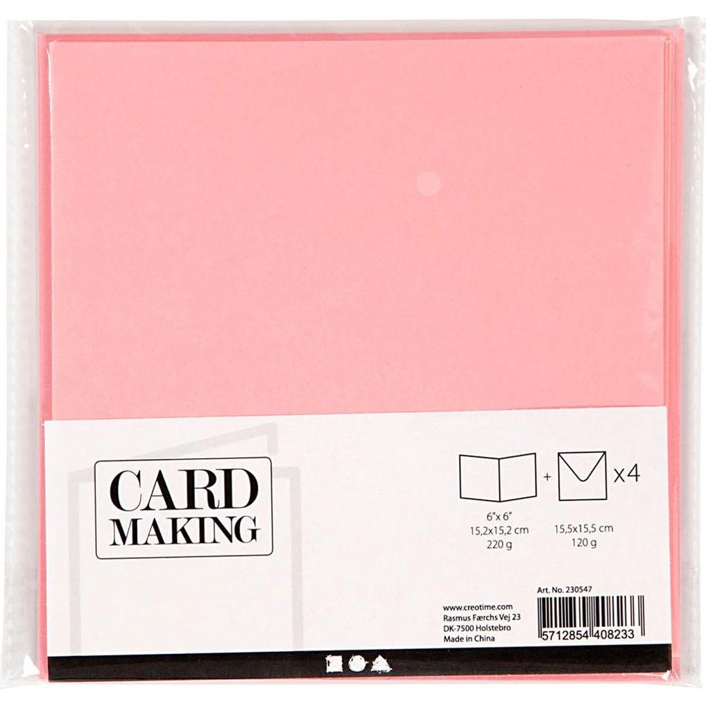 Creativ Company, Grusskarte + Briefpapier, Karten und Umschläge Pink, 4 Stk. (4 Stk.)