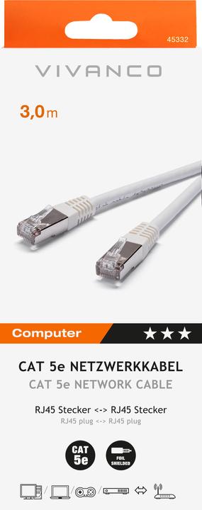 Actual product image Vivanco network lead grey network cable (CAT5e, 3 m)
