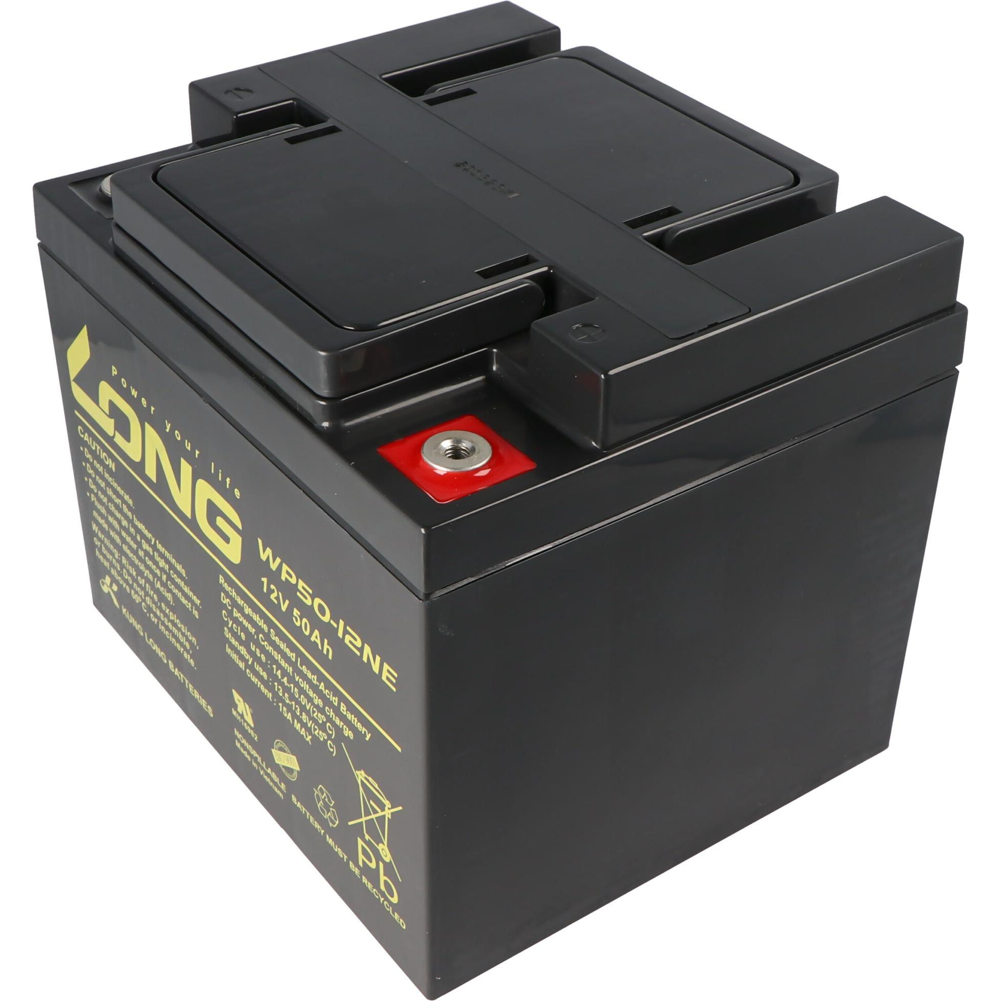 Kung Long, Versorgungsbatterie, WP50-12NE zyklenfest, M6 Innengewinde, M6 Bolt Abmessungen 198 x 166 x 171mm (12 V, 50 A...