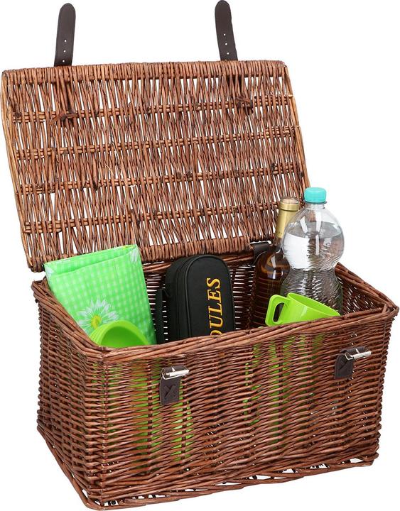 Image du produit Natura Punto Panier vélo vintage en wicker et cuir (30 l)