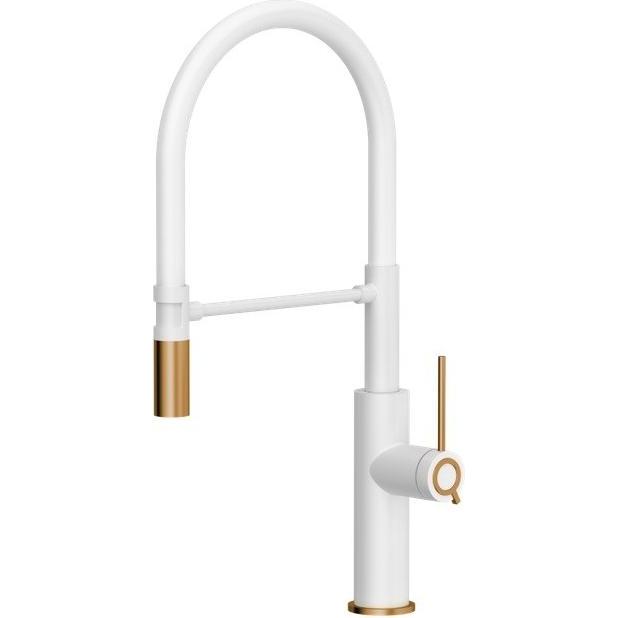 Q Company, Küchenarmatur, Gemma Q Line SteelQ Küchenmischer stehend weiss mit Kupferelementen (84818011)