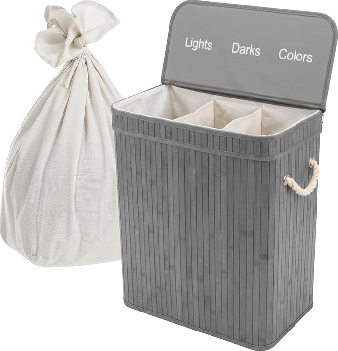 Actual product image Relaxdays Bamboo laundry bin (105 l)