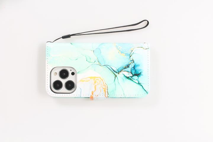 Produktbild PhoneLook Hülle Flip Wallet Liquid Color mit Magnet Verschluss Mint Wave (Apple iPhone 12, Realme 12 Pro+)