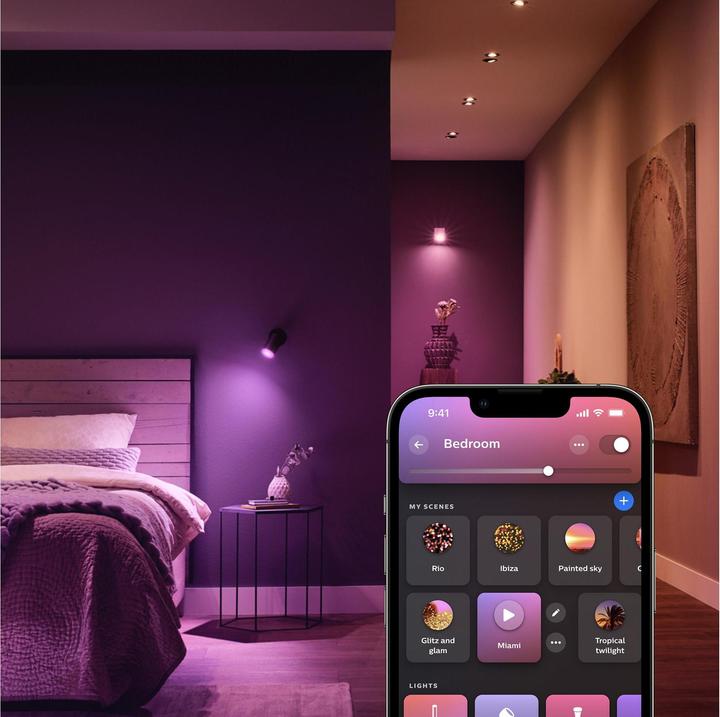 Actual product image Philips Hue Starter Kit Bridge Pro + LED White & Color Ambiance (GU10, 400 lm, 3 x)