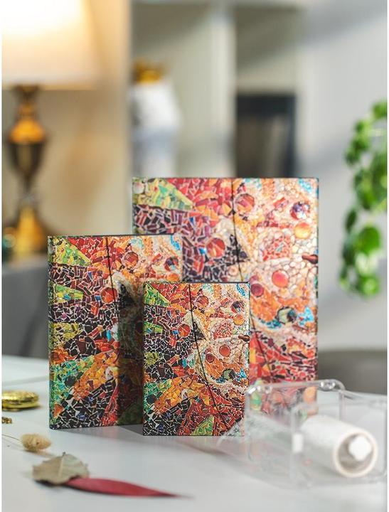 Actual product image Paperblanks Gaudi's Sun notebook 12.5 cm x 18 cm, blank, orange (Plain, Hardcover)