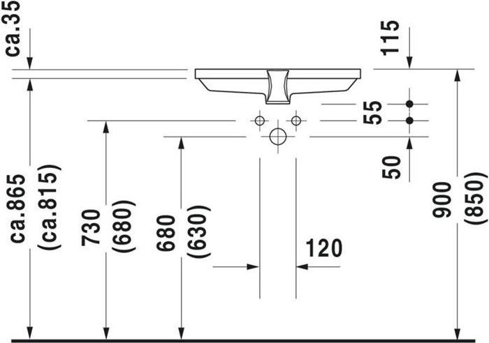 Actual product image Duravit Built-in washbasin 2ND FLOOR w ÜL o HLB 525x350mm o HL IB white (350 mm, 525 mm)
