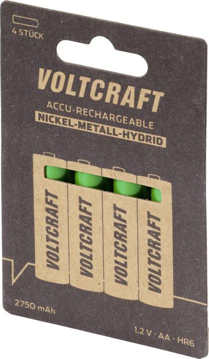 Immagine prodotto Voltcraft HR06 Mignon (AA) ricaricabile NiMH 2750 mAh 1,2 V 4 pz. (4 pz., 2750 mAh)