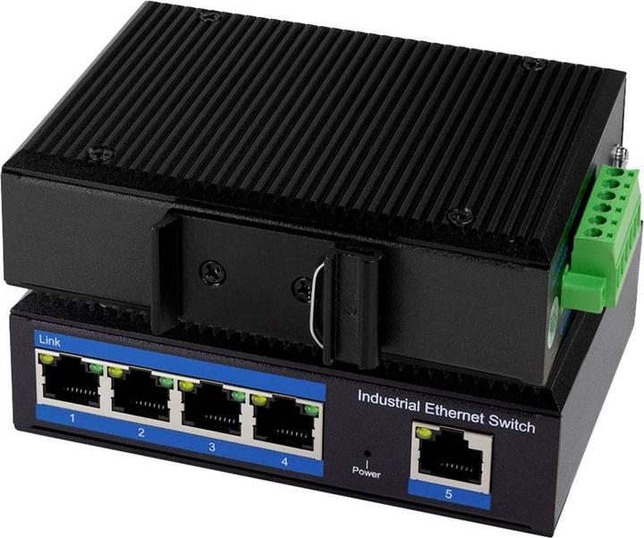 Produktbild LogiLink NS202P Industrieller Gigabit Ethernet Switch 5-Port 10/100/1000 Mbps mit PoE Hutschienenmo (5 Ports)