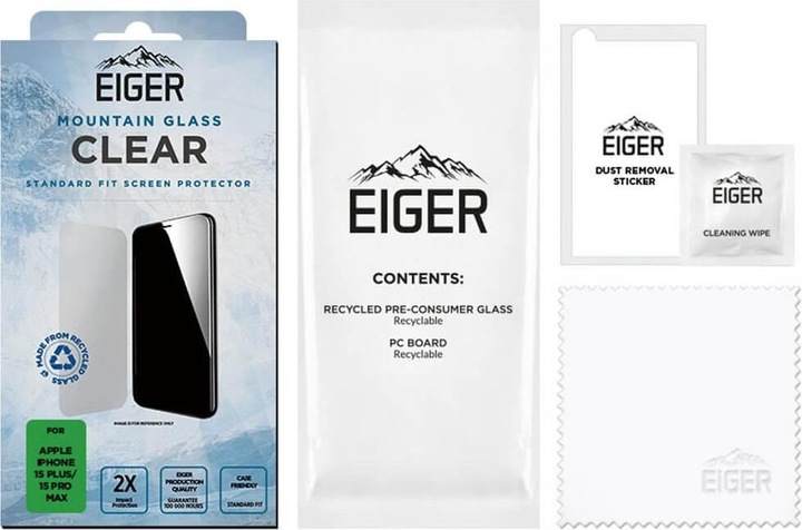 Actual product image Eiger Mountain Glass (1 Piece, Apple iPhone 15 Pro Max, Apple iPhone 15 Plus)