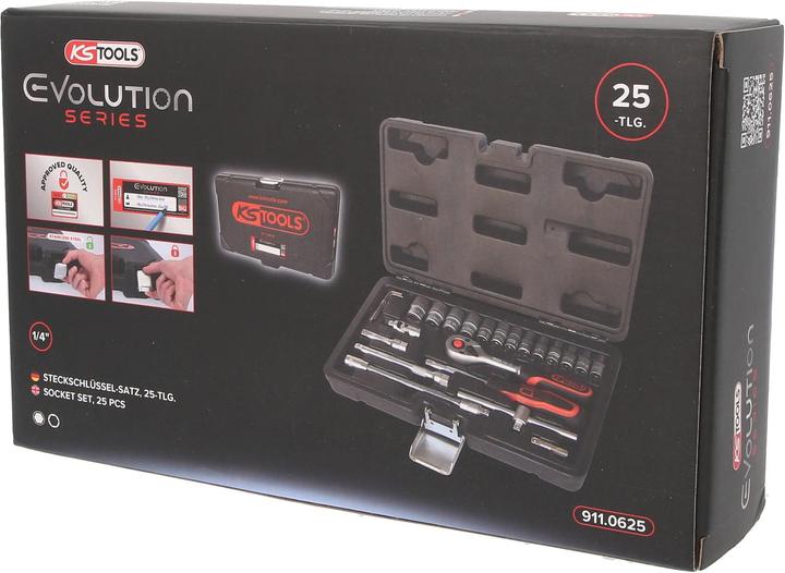 Produktbild KS Tools 1/4 Steckschl.-Satz 25-tlg. (10  mm, 11 mm, 12 mm, 13 mm, 14 mm, 4 mm, 5 mm, 6 mm, 7 mm, 8 mm, 9 mm)