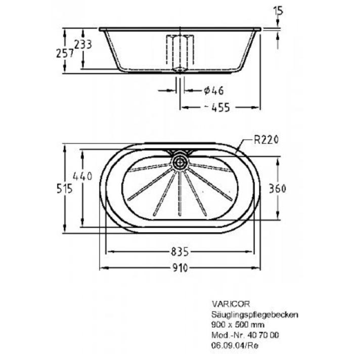 Thumbnail - Geberit, Waschbecken, Keramag Säuglingspflegebecken aus Varicor 80l (980 mm, 680 mm)
