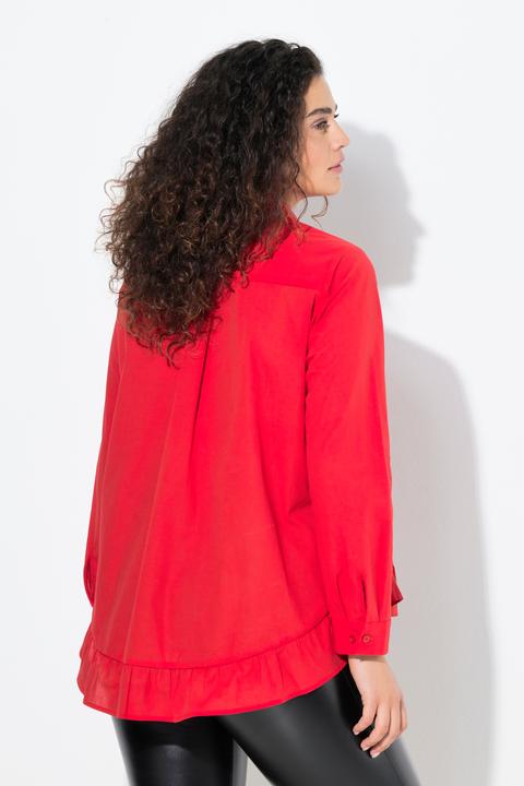 Immagine prodotto Ulla Popken Blusa dal taglio svasato con orlo con volant, collo da camicia e maniche lunghe (46, 48)
