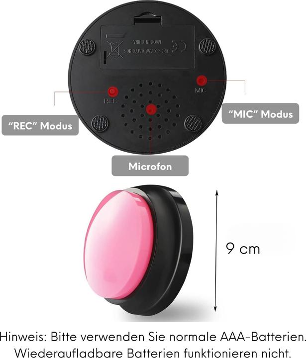 Produktbild Suba Buzzer mit Aufnahmefunktion, 4 Stück (Beschäftigungsspielzeug Hund)