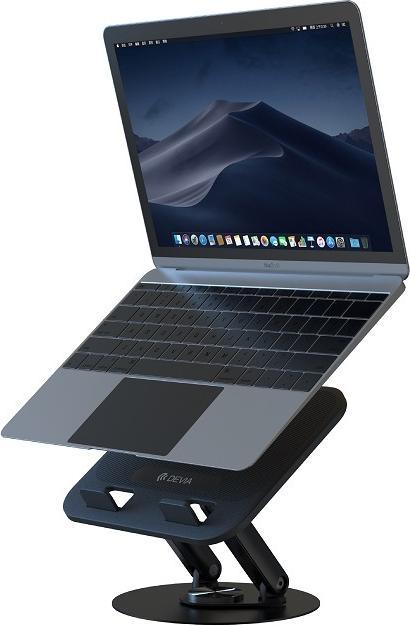 Image du produit Devia folding holder stand EL238 for laptop tablet rotating 360 aluminum black