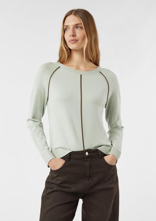 Produktbild Comma Strickpullover Feinstrick-Pullover aus Viskosemix mit Kontrast-Piping-Detail (40)