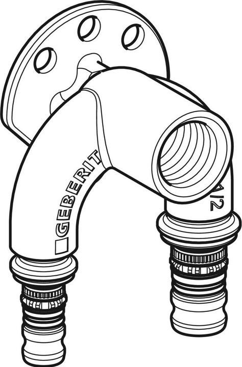 Produktbild Geberit Mepla Doppel Anschlusswinkel 90° IG (26 mm x 1/2"" x 26 mm)