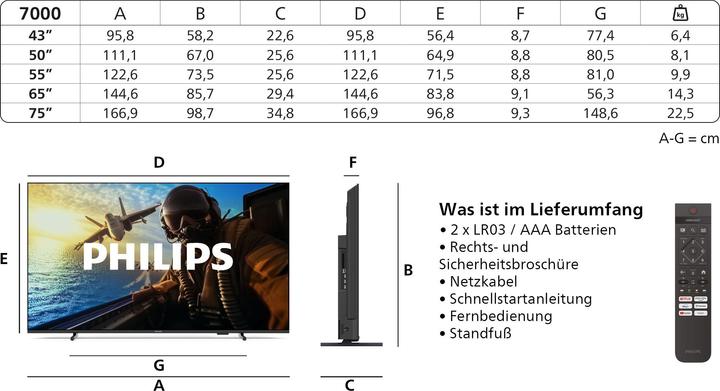 Produktbild Philips 43PUS7000/12 (43", PUS7000, LED, 4K, 2025)