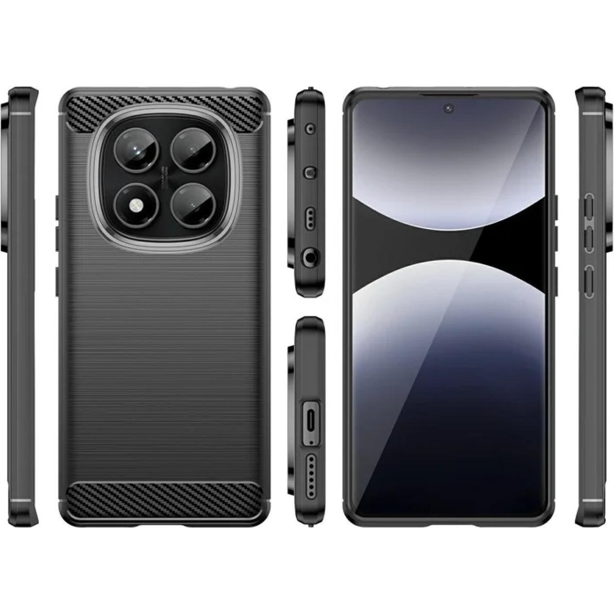Thumbnail - Screenguard Hülle Carbon Brushed Soft TPU (Xiaomi Redmi Note 14 Pro), Smartphone Hülle, Schwarz
