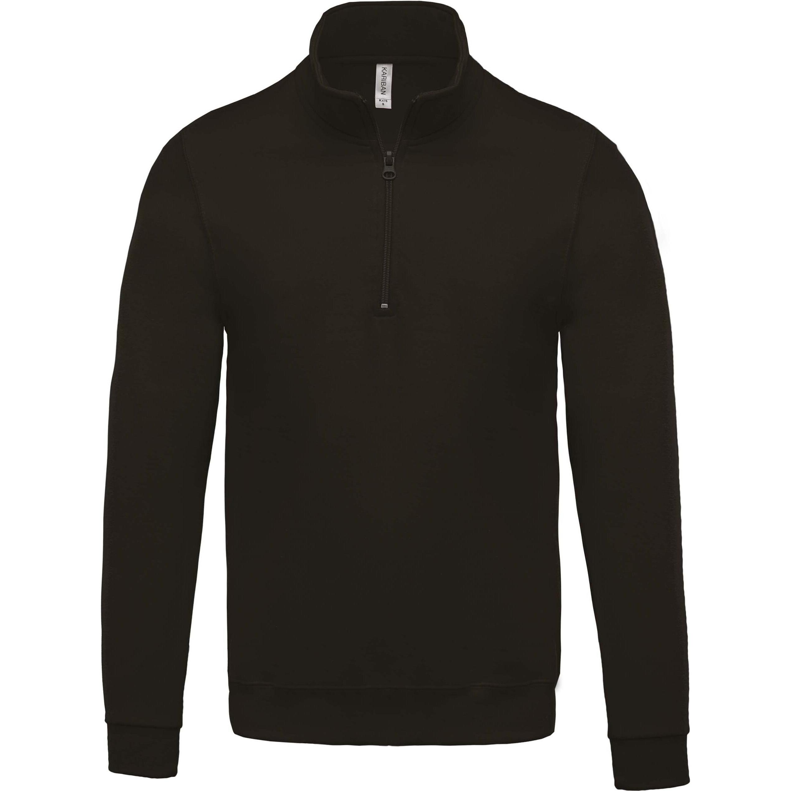 Kariban, Herren, Pullover, Col Zippé, Grau, (M)