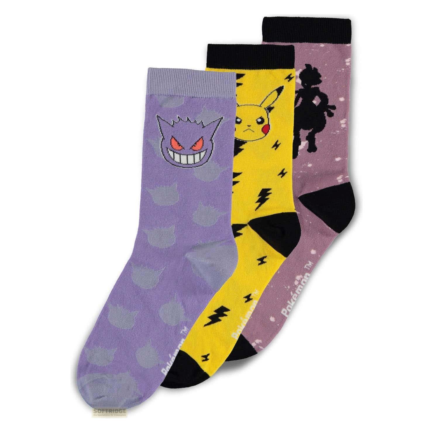 Difuzed, Herren, Socken, Pokémon - Men's Crew Socks (3Pack) - 39/42, Mehrfarbig, (3er Pack, 39 - 42)