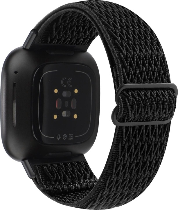 Produktbild Cover-Discount Fitbit Versa 4 / Sense 2 - Nylon Ersatzarmband schwarz (Nylon, Sense, Versa 3)