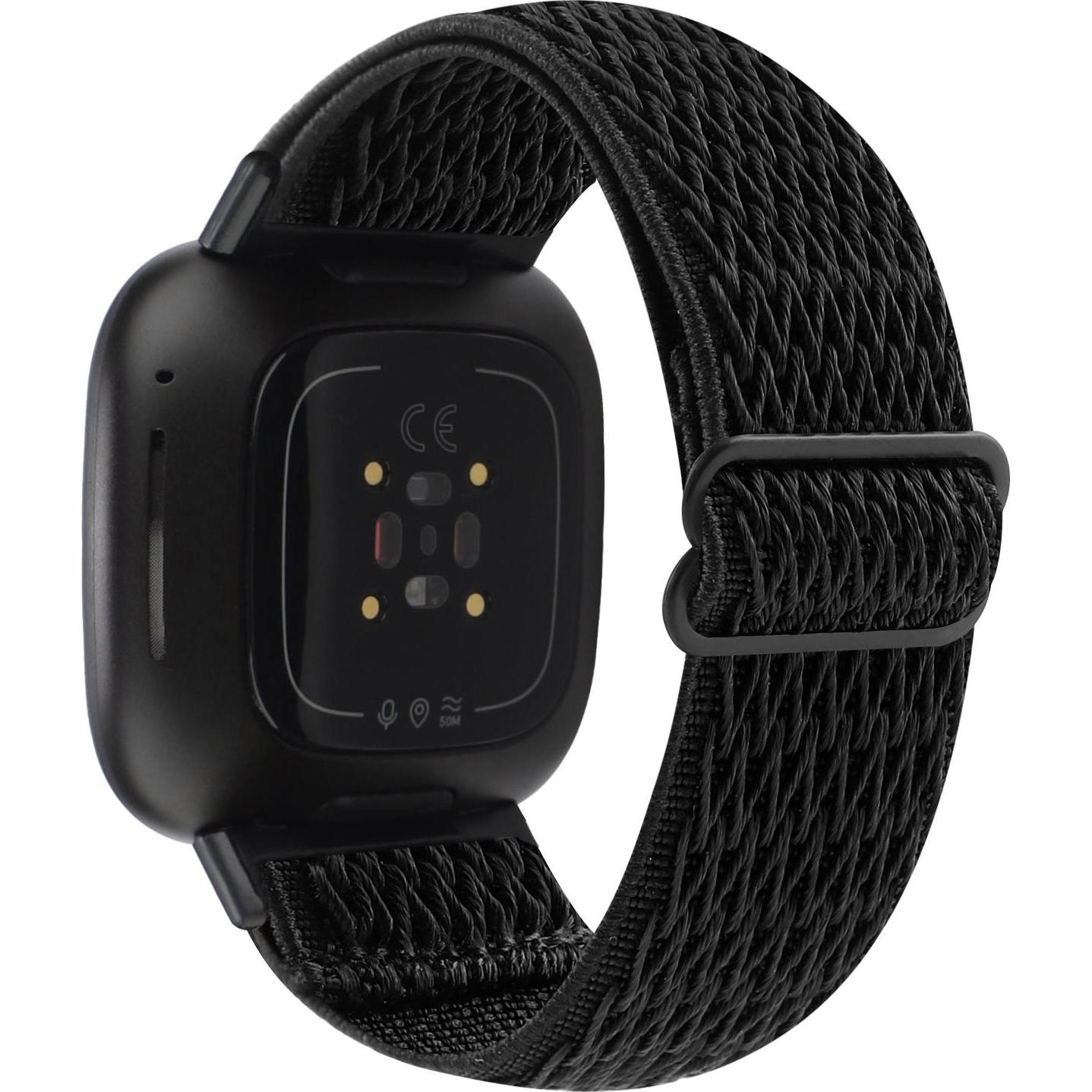 Thumbnail - Cover-Discount Fitbit Versa 4 / Sense 2 - Nylon Ersatzarmband schwarz (Nylon, Sense, Versa 3), Uhrenarmband, Schwarz