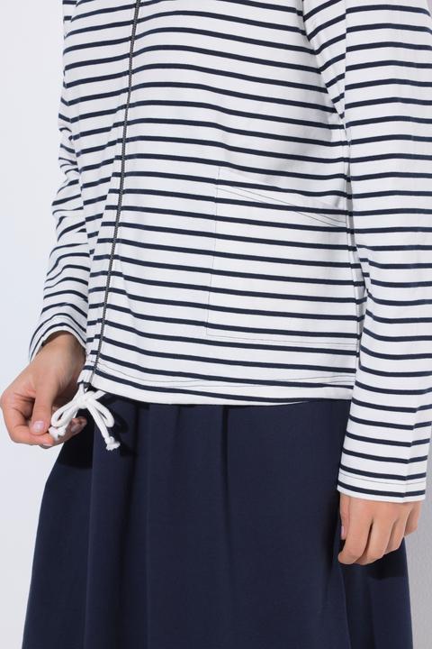 Produktbild Ulla Popken Sweatjacke, Ringel, Saumtunnel, Kapuze (46)