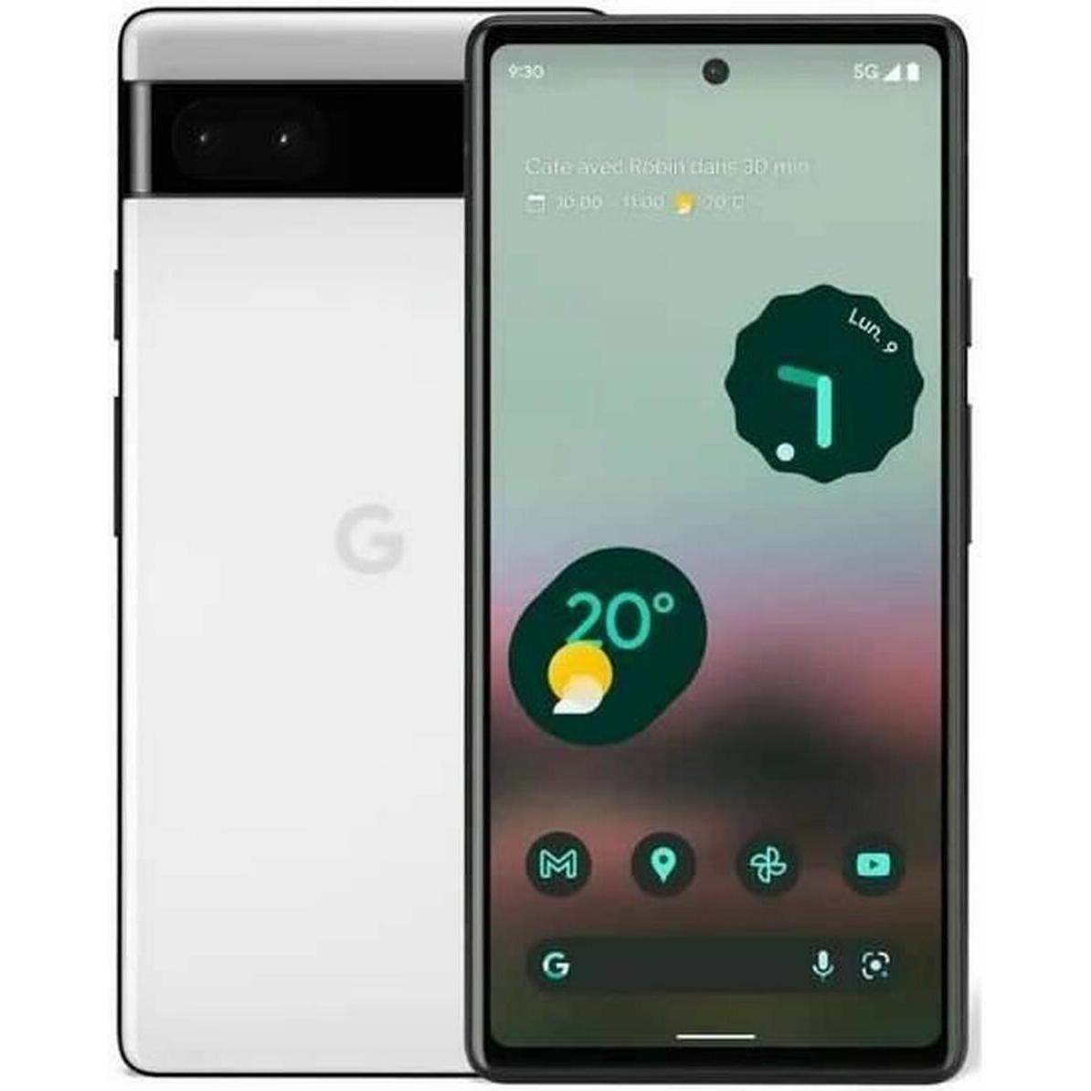 Google Pixel 6a (128 GB, Chalk White, 6.10", SIM + eSIM, 5G), Smartphone, Weiss
