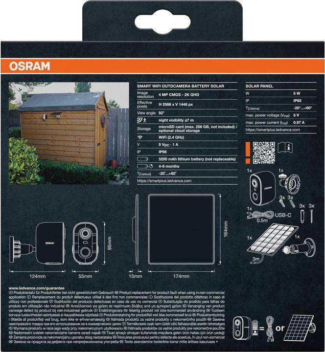 Produktbild Osram Smart+ Wifi Outdoor Camera Battery Solar White (2560 x 1440 Pixels)