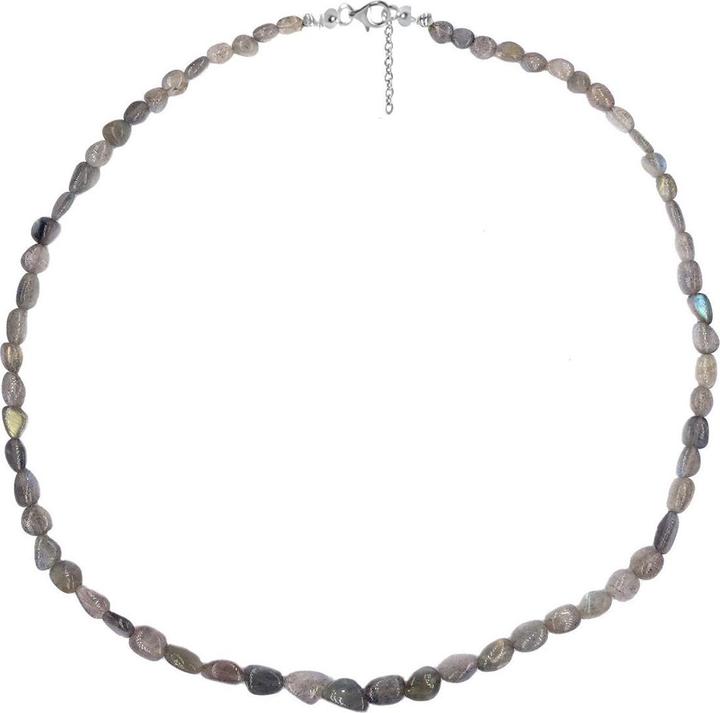 Xen Labradorit - Collier Trommelstein 45 + 5 cm 925 Silber (925 Sterling Silber, 45 cm)