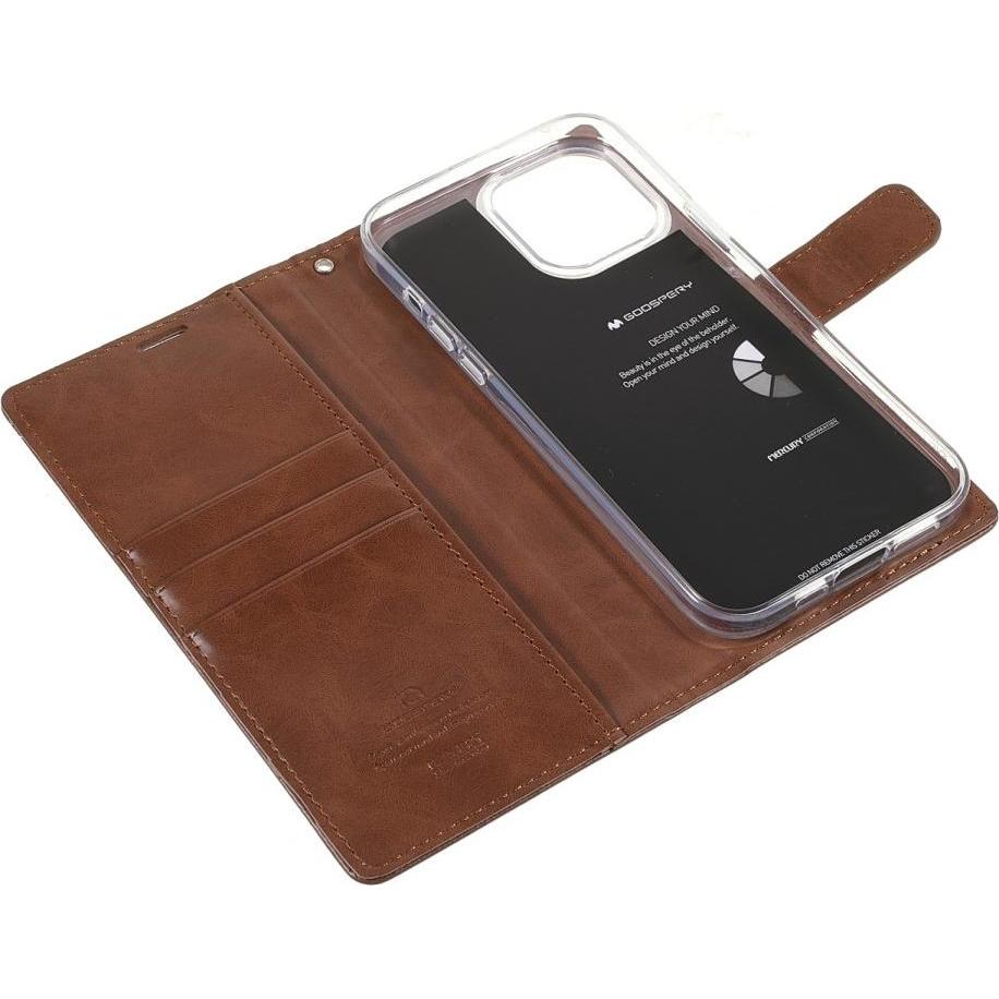 Thumbnail - Mercury iPhone 13 Pro - Blue Moon Leder Etui Hülle Karten braun (Apple iPhone 13 Pro), Smartphone Hülle, Braun