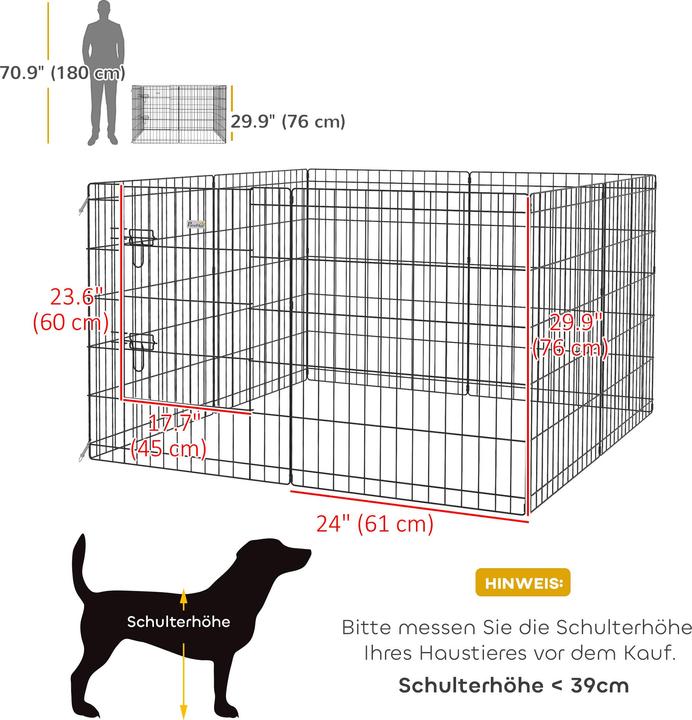 Actual product image PawHut Welpenauslauf Metall Schwarz