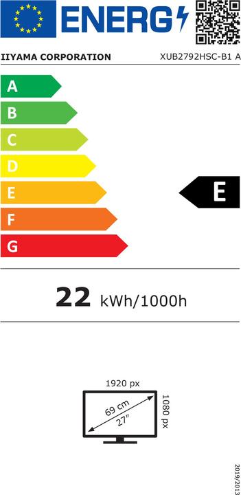 Energie-Label iiyama ProLite XUB2792HSC-B1 (1920 x 1080 Pixel, 27")