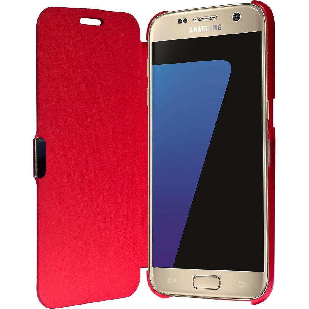König Design Flip Cover Schutzhülle Slim Case Handyhülle Bookstyle für Samsung Galaxy S7 Edge Rot (Samsung Galaxy S7 Edg...