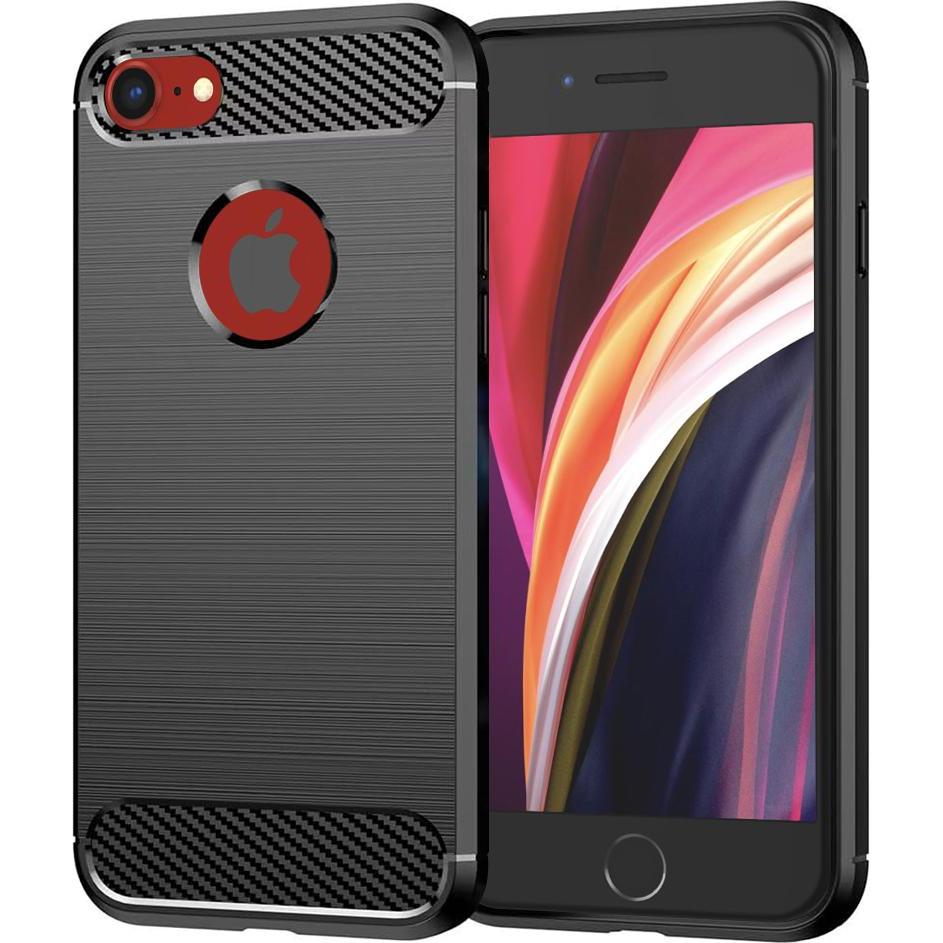 Techsuit - Carbon Silicone - iPhone SE 2, SE 2020 / iPhone SE 3, SE 2022 - Black (Apple iPhone SE (terza generazione), Apple iPhone SE (seconda genera