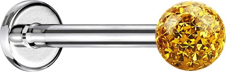 Actual product image Star Piercing Micro Labret silver with crystal ball topaz and epoxy protective layer (without brass, Surgical steel 316L)