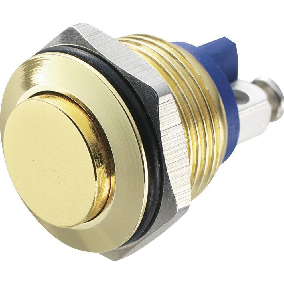 Tru Components 701282 GQ 16H-G Vandalismusgeschützter Drucktaster 48 V/DC 2 A 1, Taster + Schalter, Gold