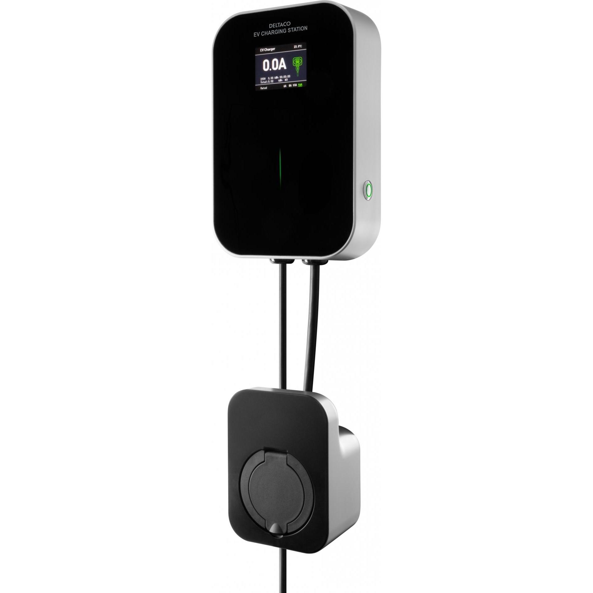 Deltaco, Elektroauto Ladestation, Wallbox 1-phasig, 240 Volt Haushaltsrom, Typ 2 Steckdose, 6-16 A, 3,6 kW (Typ 2, 3.60 ...