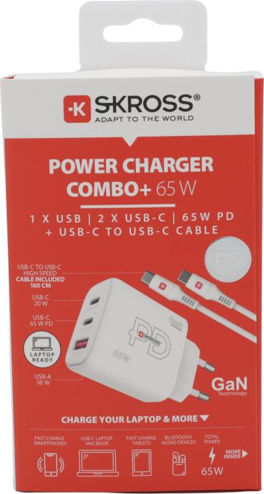 Image du produit Skross Chargeur de puissance GaN UE Combo (65 W, 3 ports)
