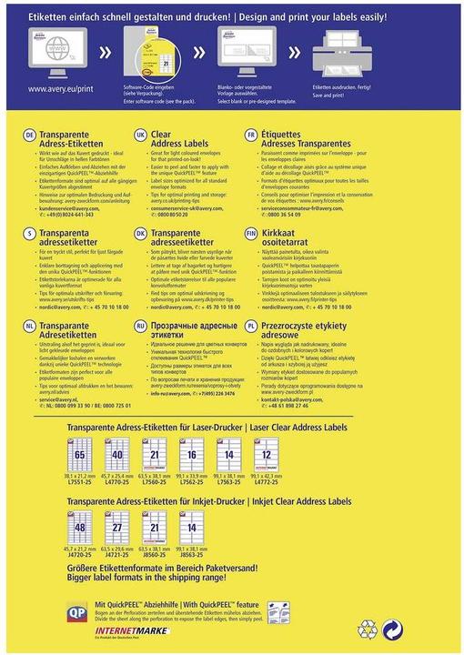 Produktbild Avery Adressaufkleber