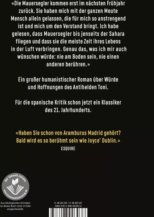 Image du produit Die Mauersegler (Allemand, Fernando Aramburu, 2022)