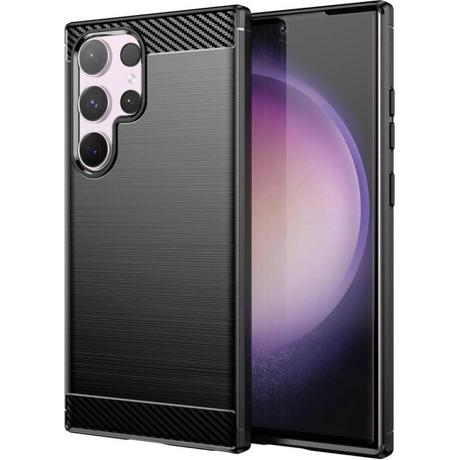 Cover-Discount Metall Carbon Look Hülle schwarz (Samsung Galaxy S24 Ultra), Smartphone Hülle, Schwarz