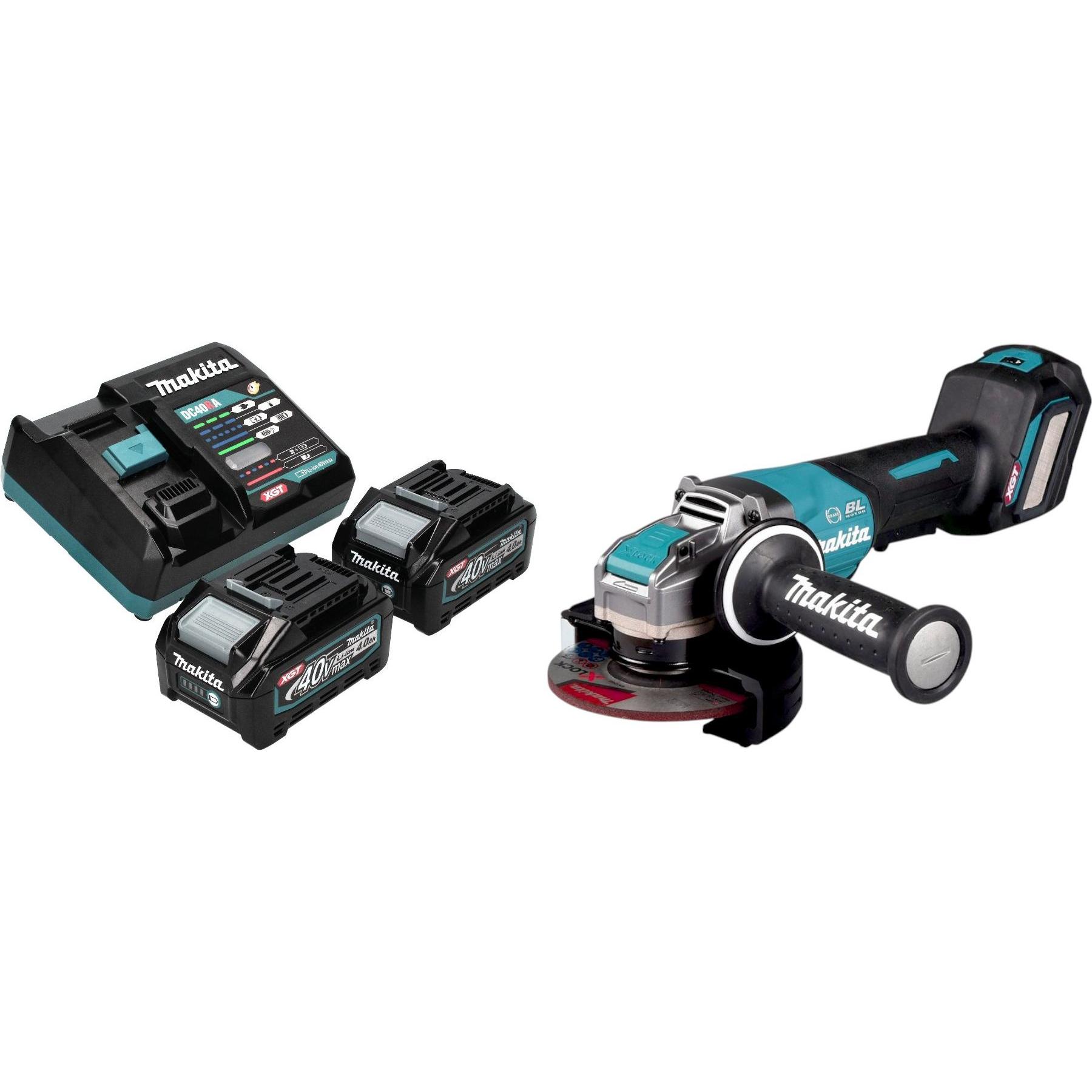 Makita, Winkelschleifer, GA 044 GM201 Akku Winkelschleifer 40 V max. 125 mm X-LOCK Brushless + 2x Akku 4,0 Ah + (125 mm)