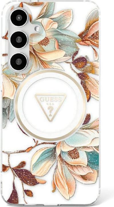 Produktbild Guess Etui Glitter Flowers Triangle Buttons MagSafe do Samsung Galaxy S25 Ultra biaÅy (Samsung Galaxy S25 Ultra)
