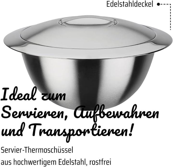 Actual product image GSW Thermo bowls with lid 3-piece set made of double-walled stainless steel (16 cm, 1.20 l, 3x)