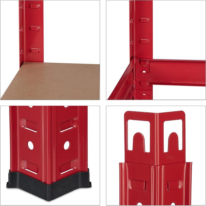 Actual product image Relaxdays Heavy-duty Shelving Unit Red