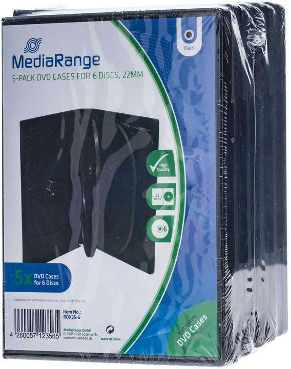 Actual product image MediaRange DVD replacement cases, for 6 DVD media, 5 pieces
